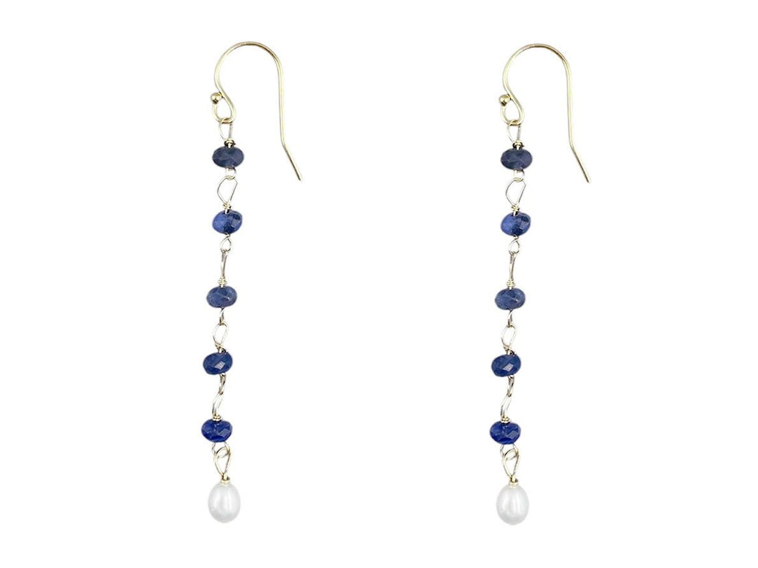 Blue Sodalite and Pearl Drop Earrings