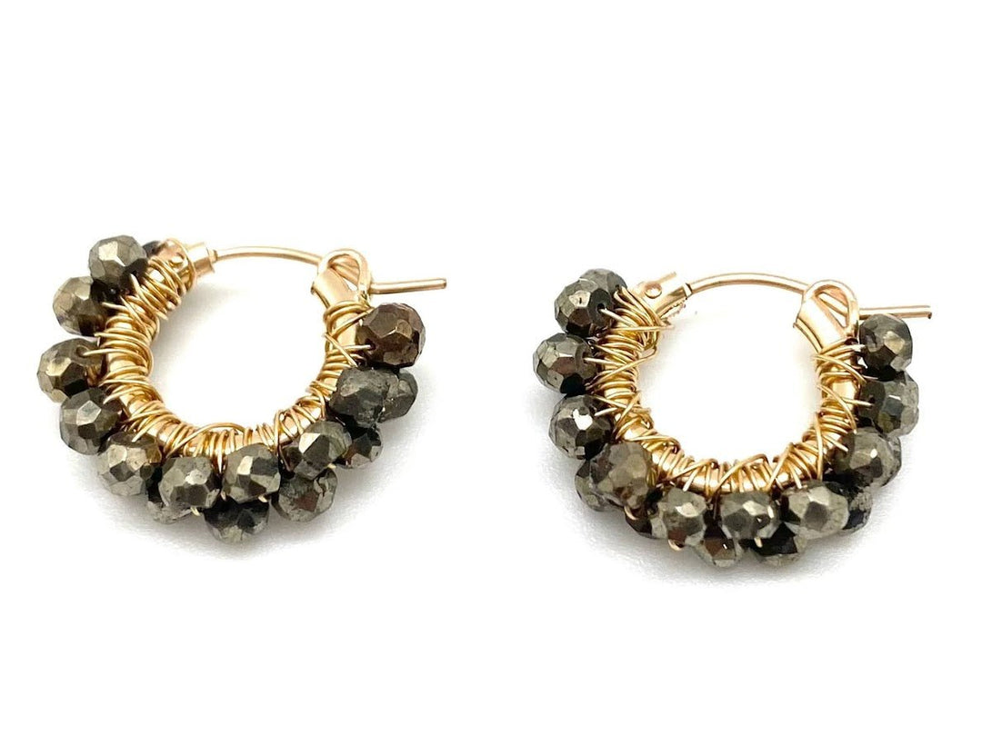 Pyrite Huggie Hoops