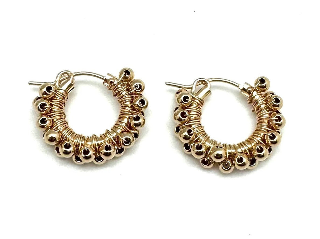 Gold Bead Huggie Hoops