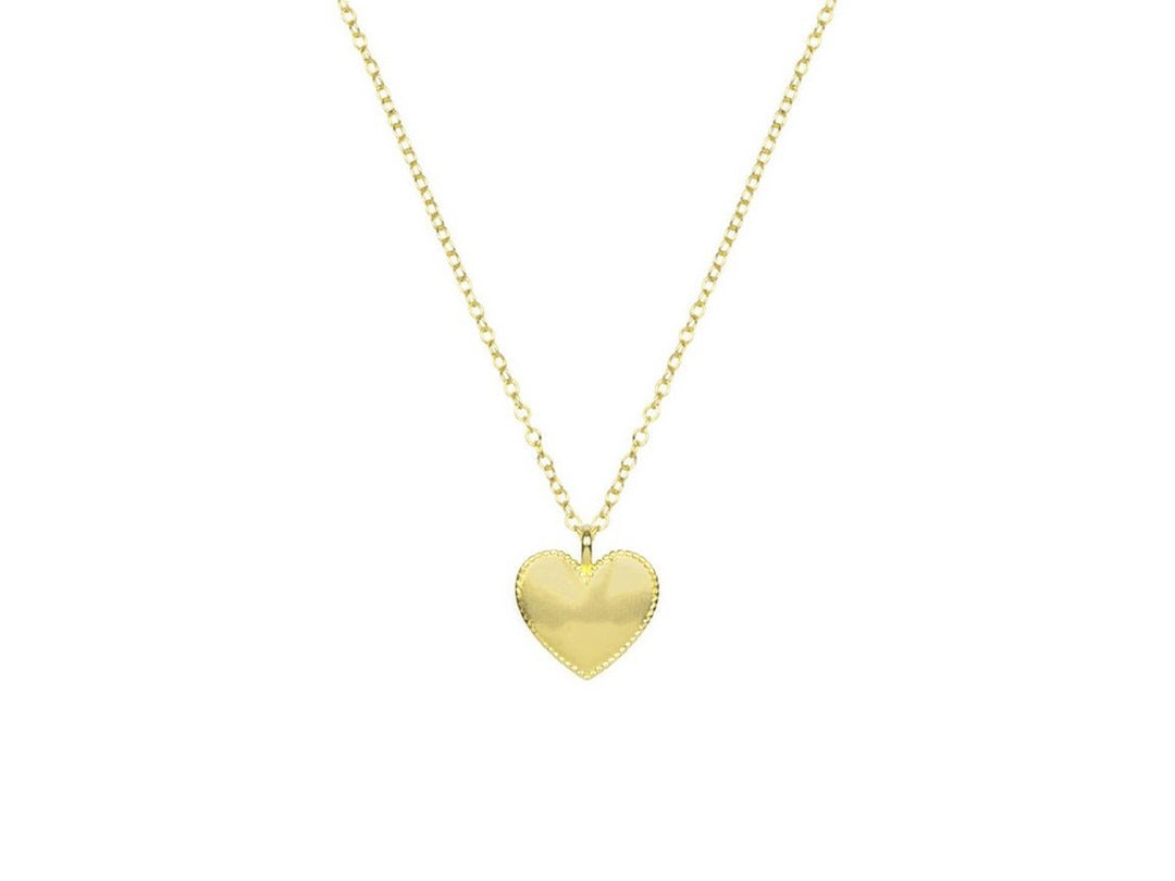 Gold Beaded Heart Charm Necklace