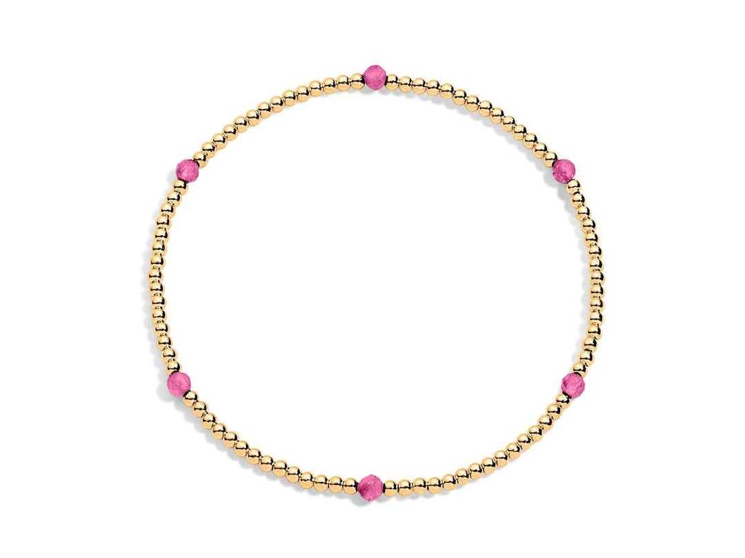 Gold and Pink Tourmaline 2mm Bead Bracelet
