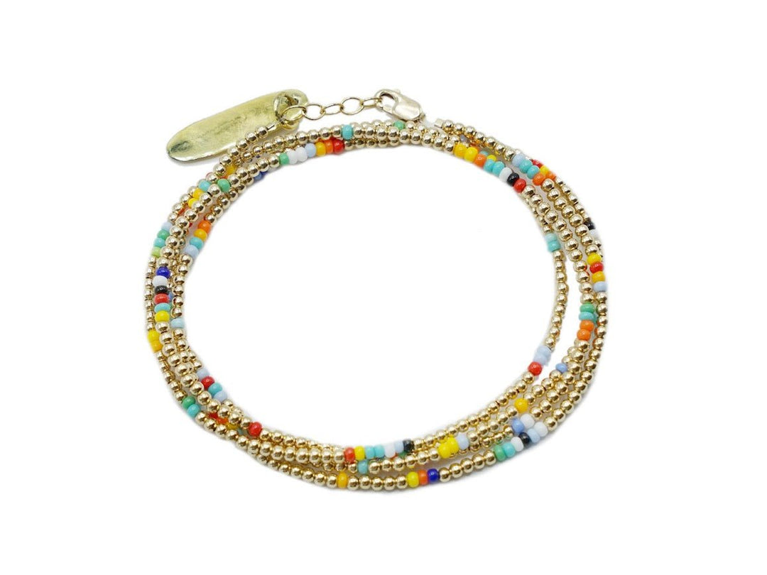 Gold 2mm Bead Wrap Bracelet