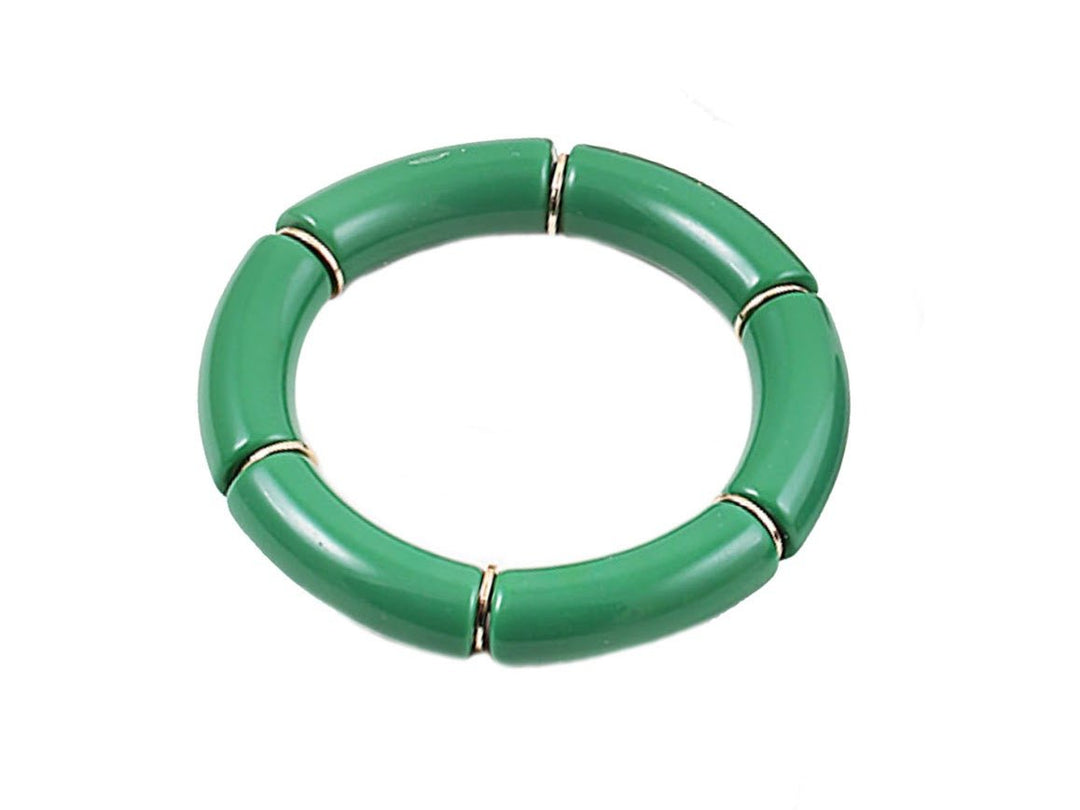 Green Resin Tube Bead Stretch Bracelet