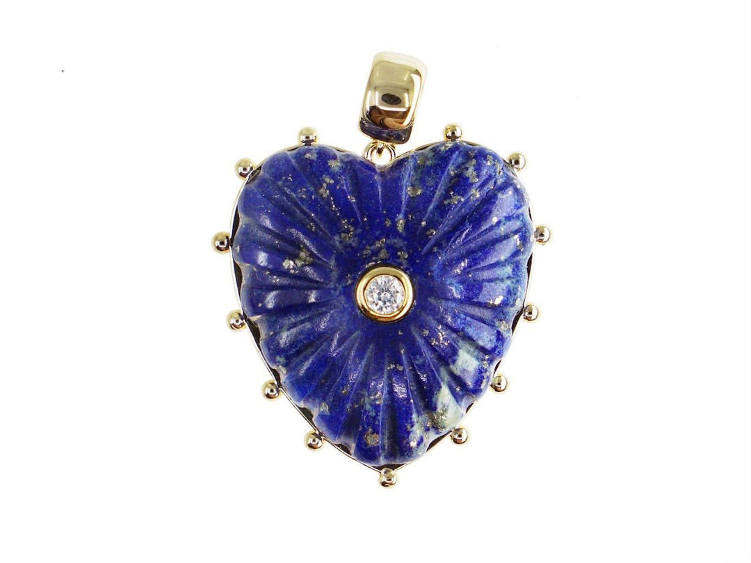 Lapis Heart Charm with CZ