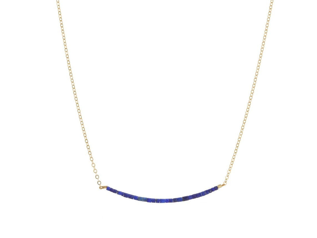 Lapis Beaded Bar Necklace
