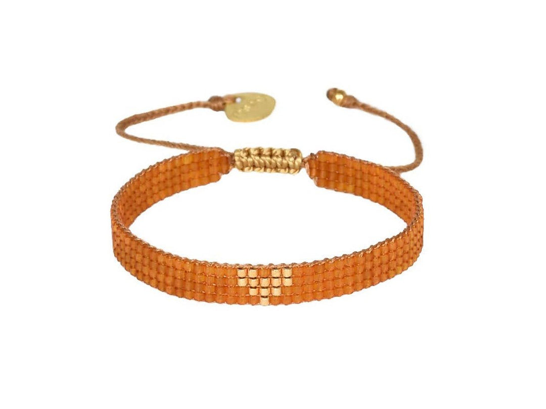 Orange and Gold Beaded Heart Bracelet