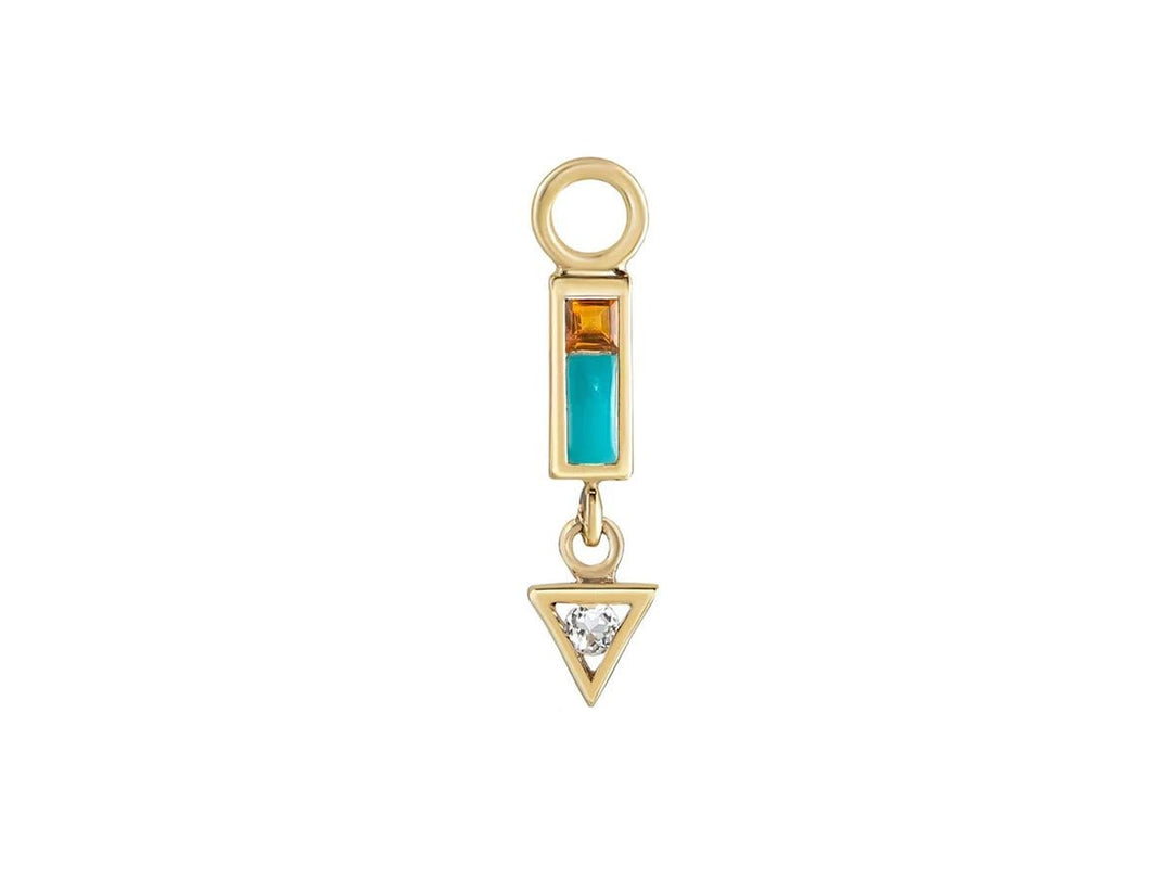 9k Turquoise, Citrine, and Diamond Drop Charm