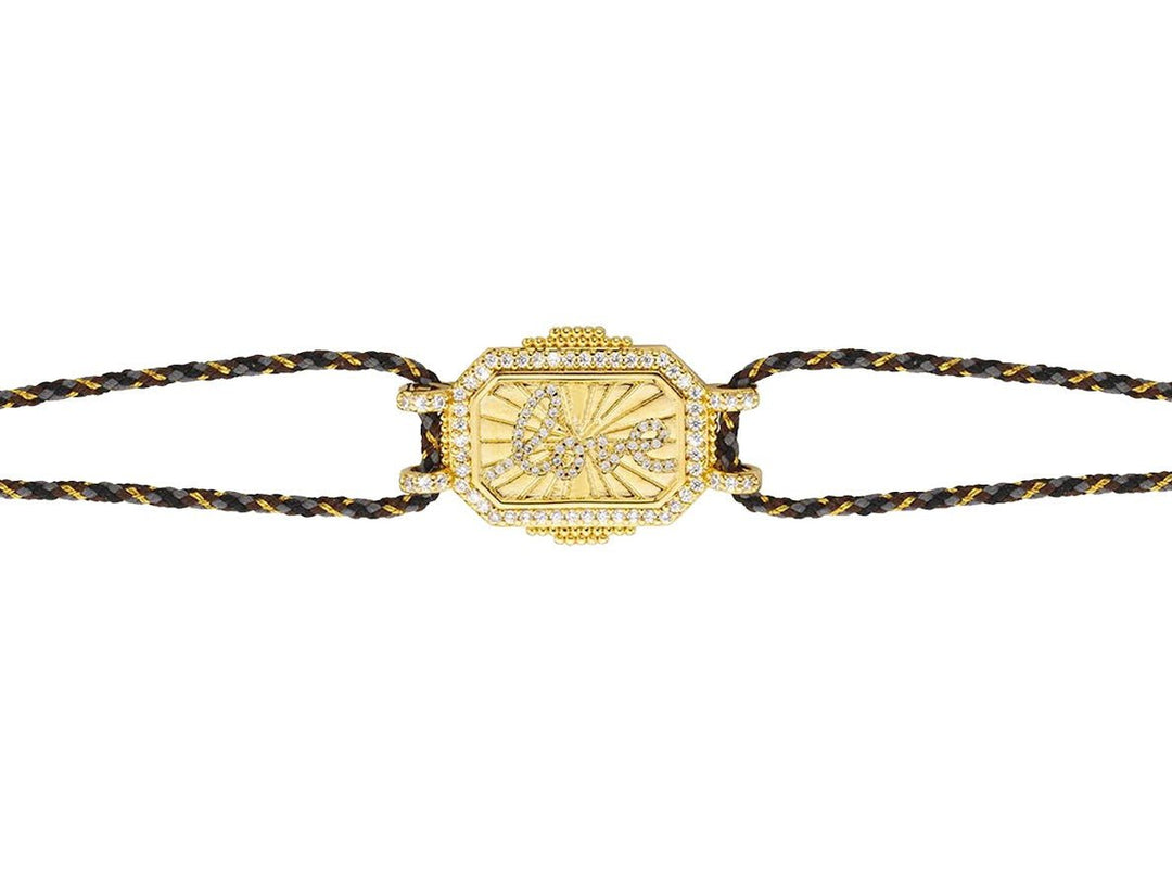 Gold Love Charm Bracelet on Cord
