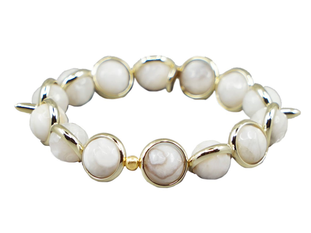 Faceted White Agate Bracelet with Spikes