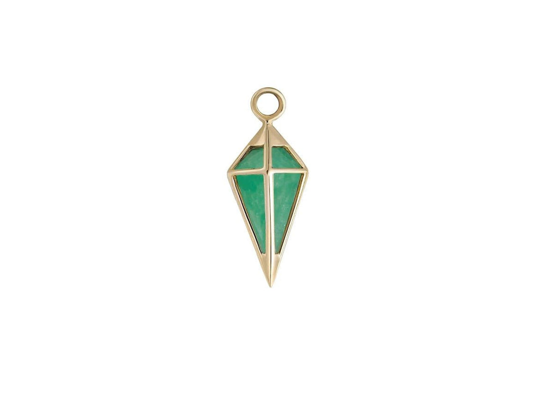 9k Emerald Quartz Pendulum Drop Charm