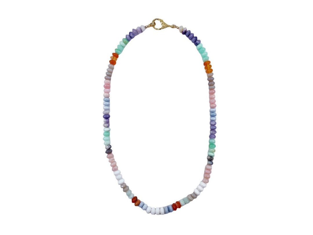 Multicolor Opal Strand Necklace with Diamond Clasp