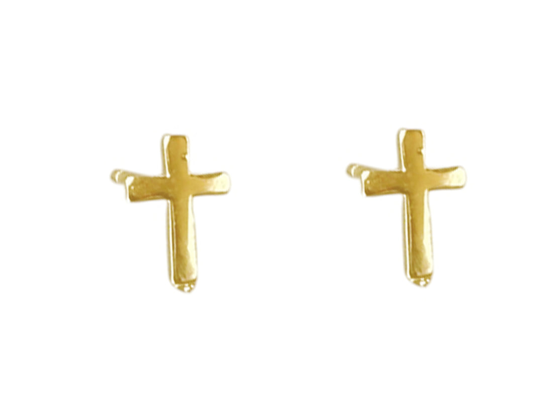 Gold Cross Stud Earrings