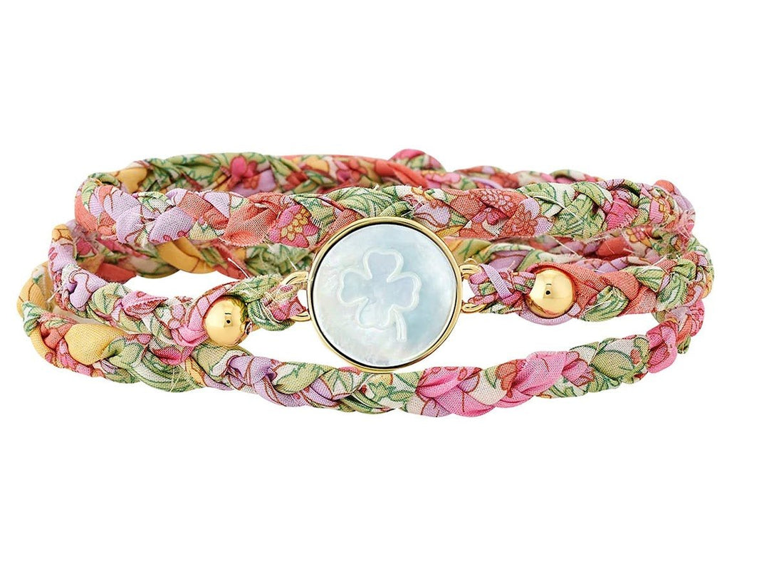 Pink Liberty Wrap Bracelet with Clover Charm