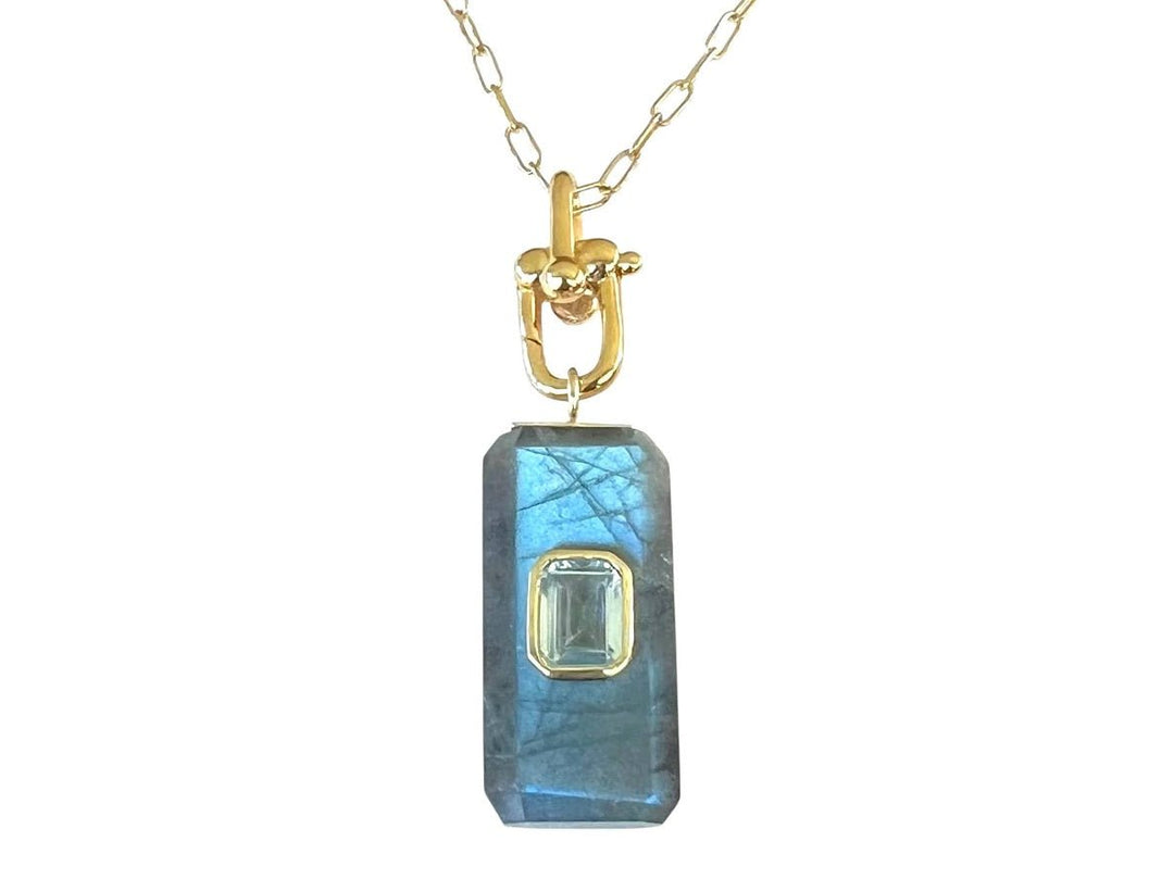 Labradorite and Topaz Charm Necklace