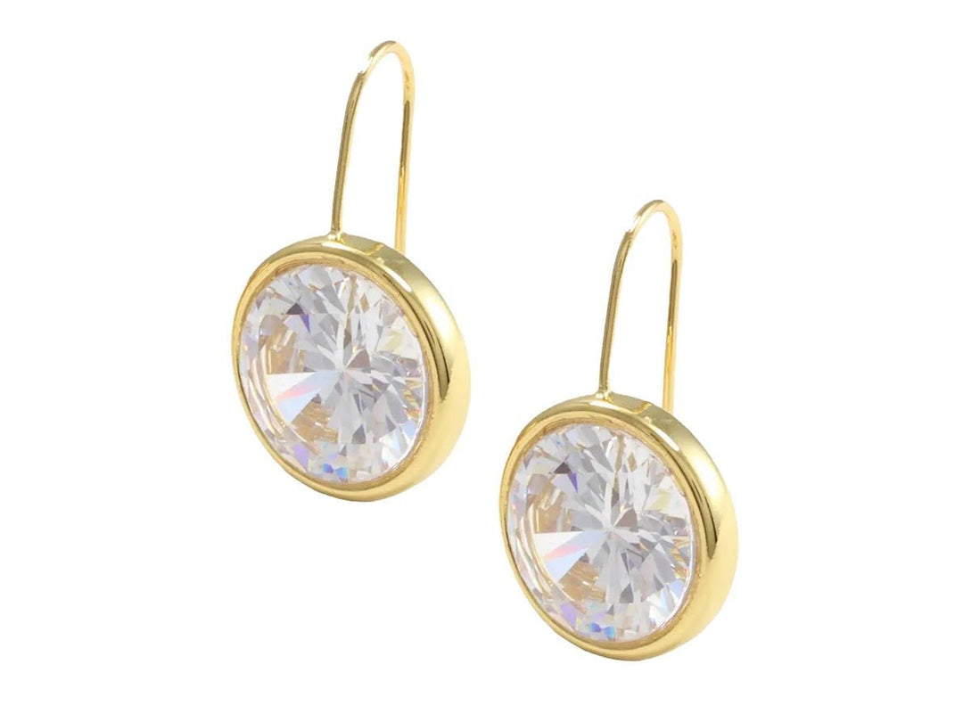 Gold Round Drop Earrings with CZs