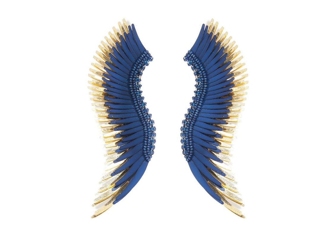 Navy and Gold Winged Earrings