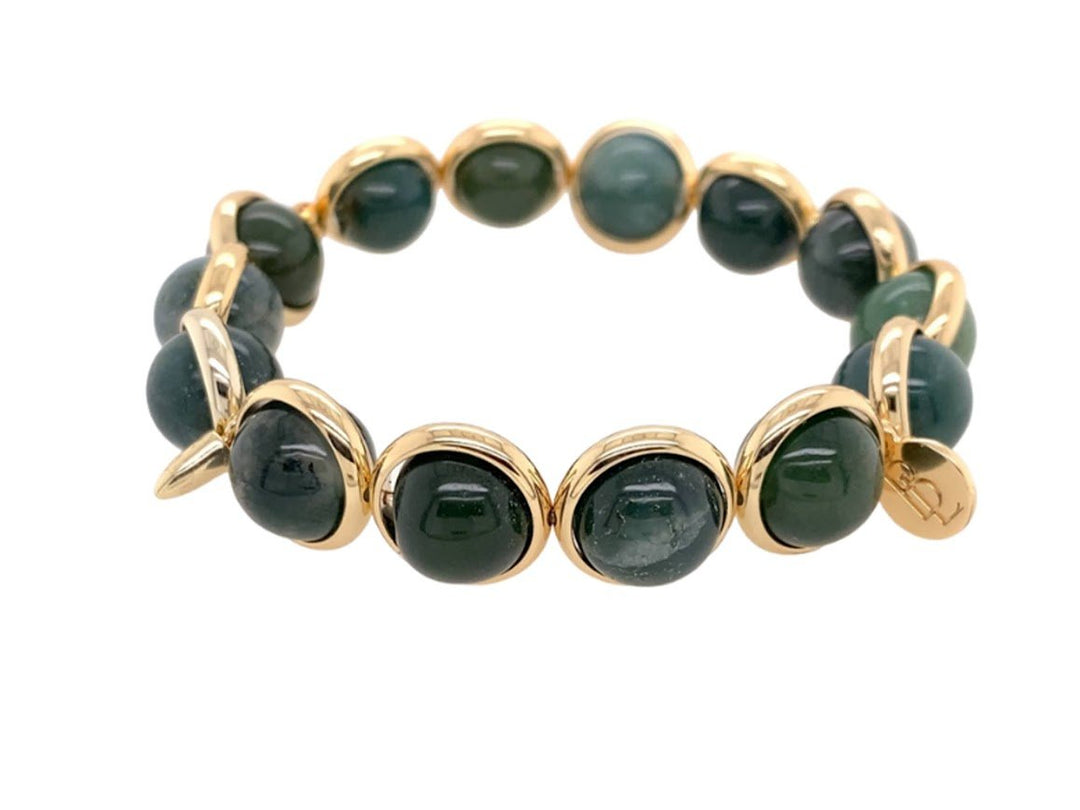 Moss Agate Bracelet with Spikes
