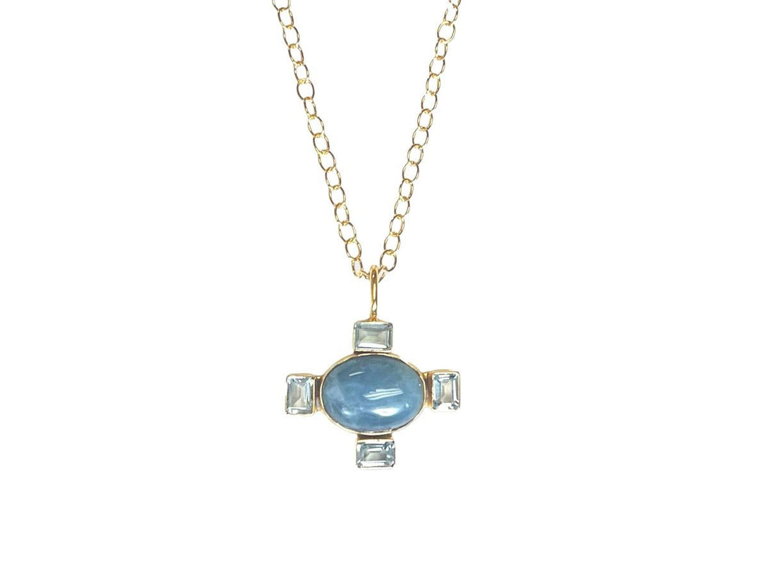 Aquamarine and Blue Topaz Charm Necklace