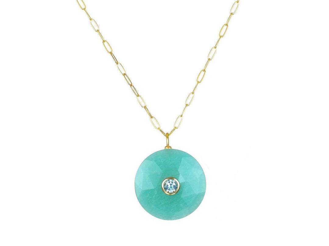 Faceted Amazonite and Topaz Charm Necklace