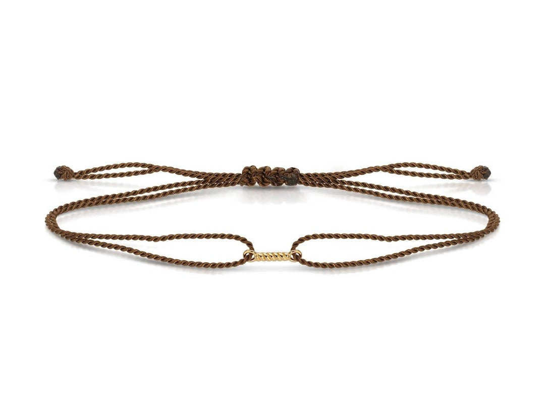 14k and Brown Cord Bracelet with Rope Charm