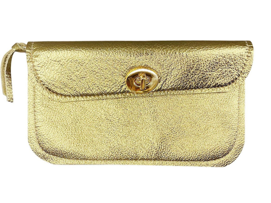 Large Gold Metallic Leather Wallet