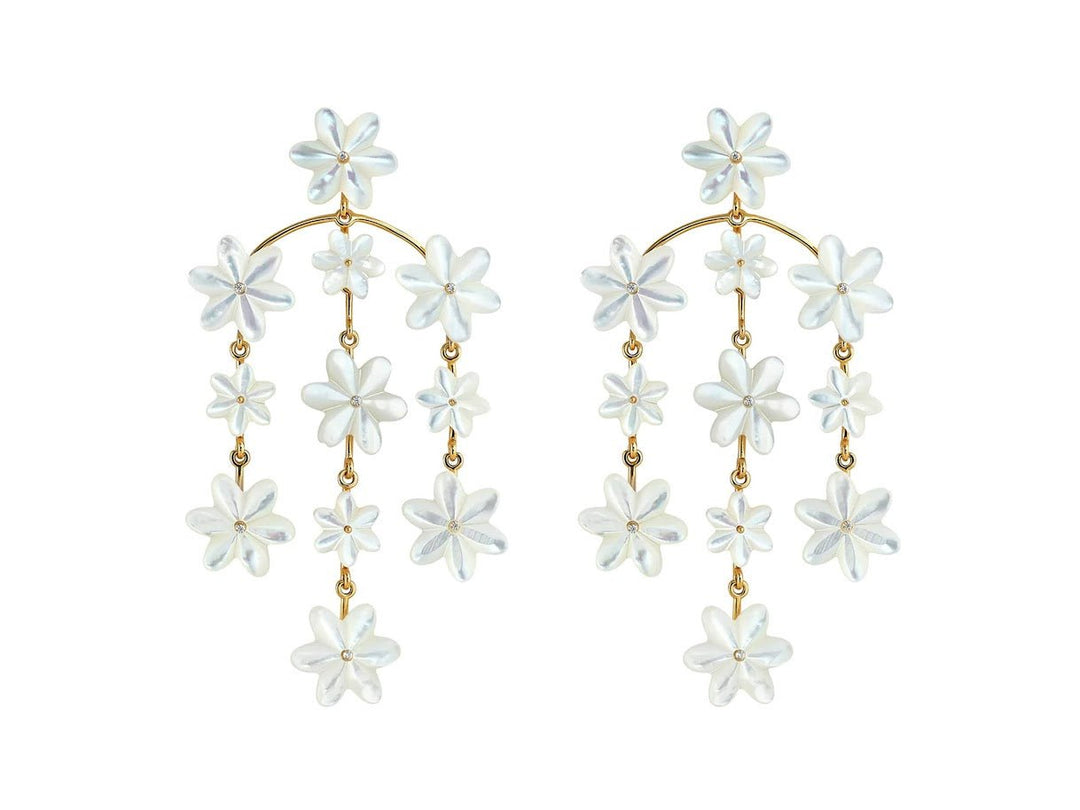 Mother of Pearl Flowers Chandelier Earrings