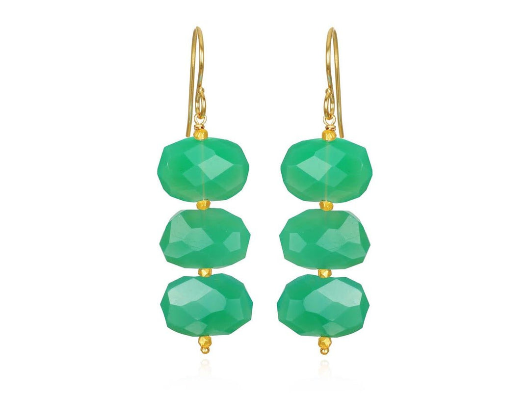 Faceted Chrysoprase Drop Earrings