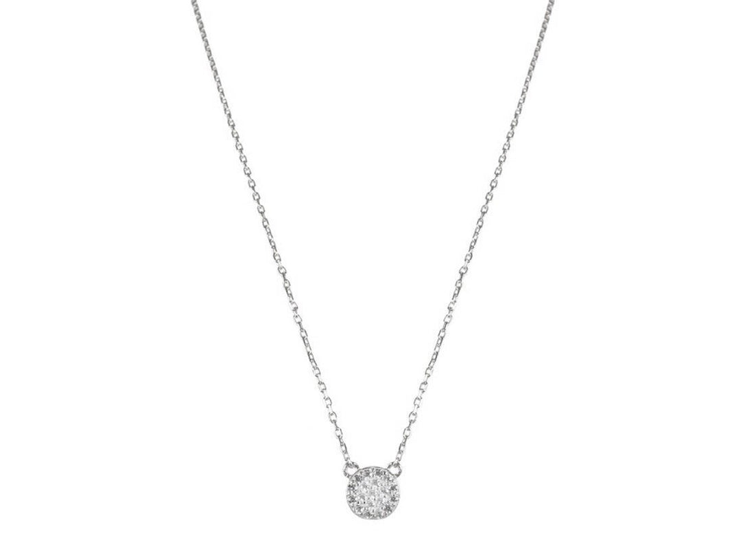 Silver and CZ Disc Necklace
