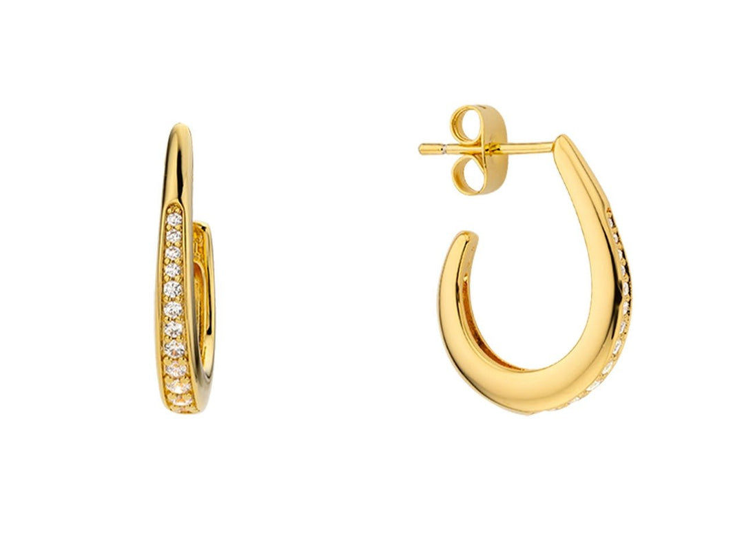 Curved Gold and CZ Hoops