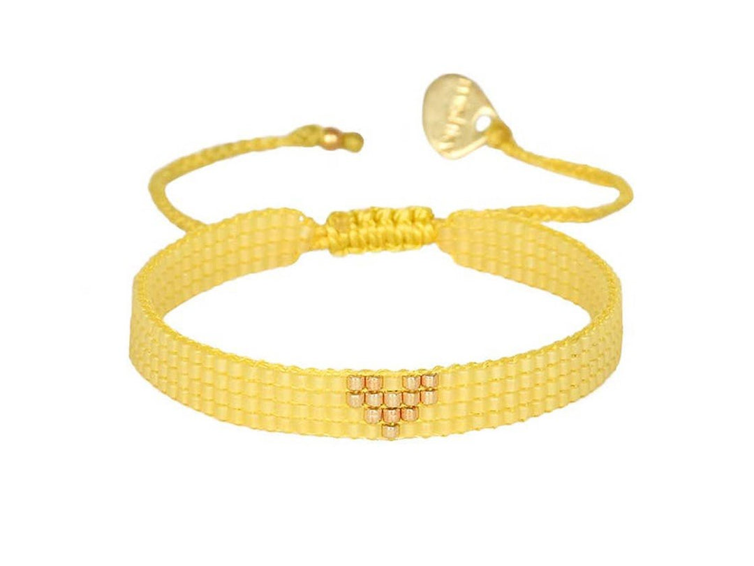 Yellow and Gold Beaded Heart Bracelet