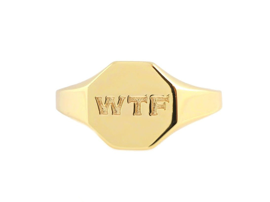 Engraved WTF Signet Ring