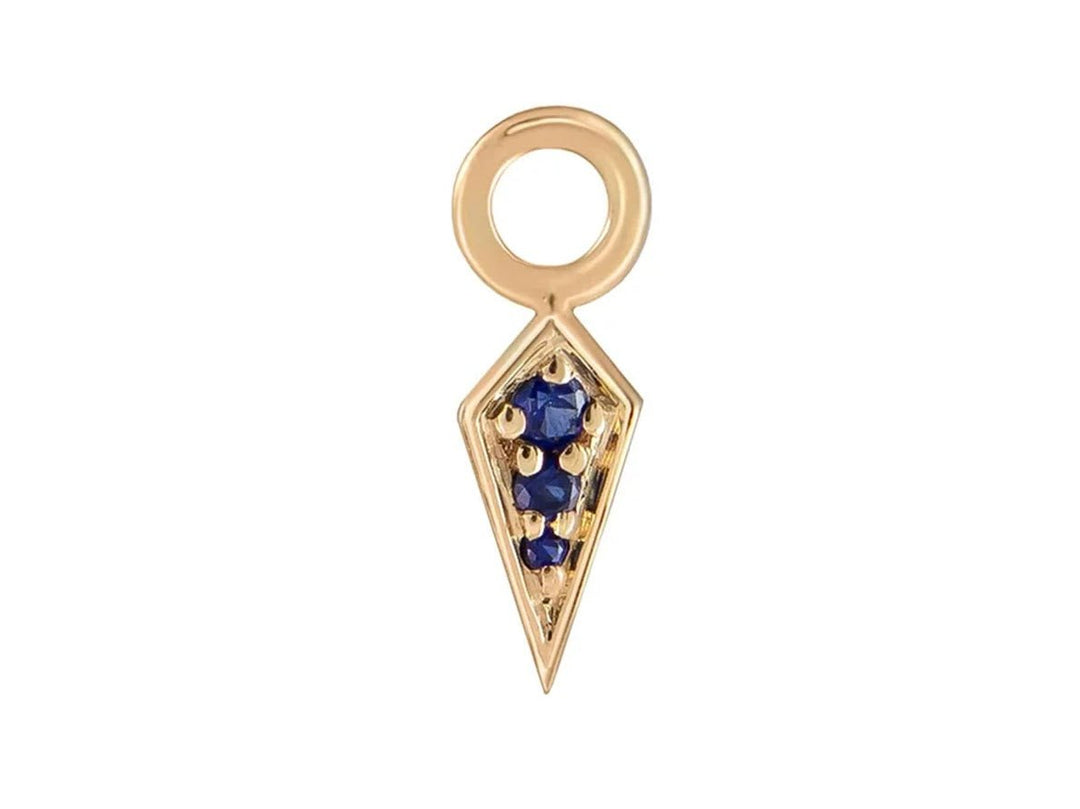 9k Mini Point Rhombus Stud with Blue Sapphires