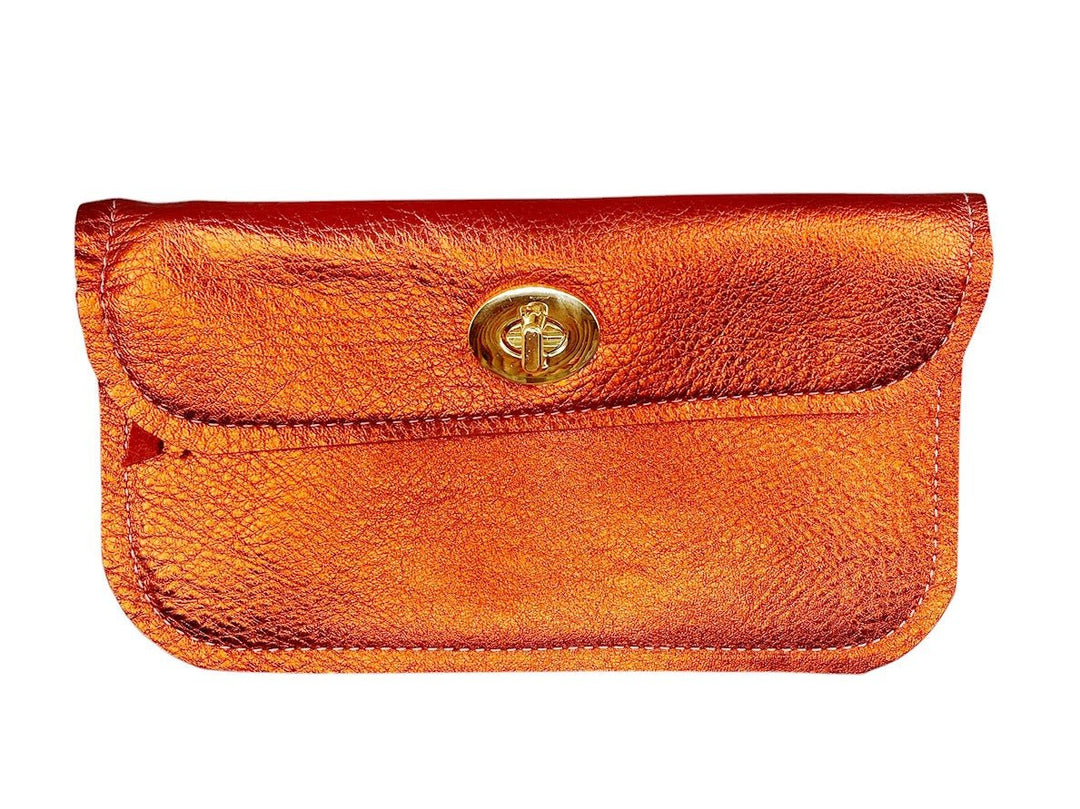 Large Orange Metallic Leather Wallet