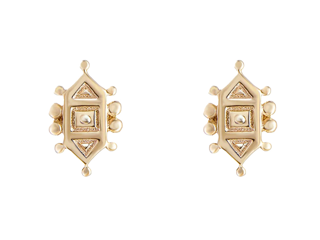 9k Shield-Shaped Dala Stud Earrings