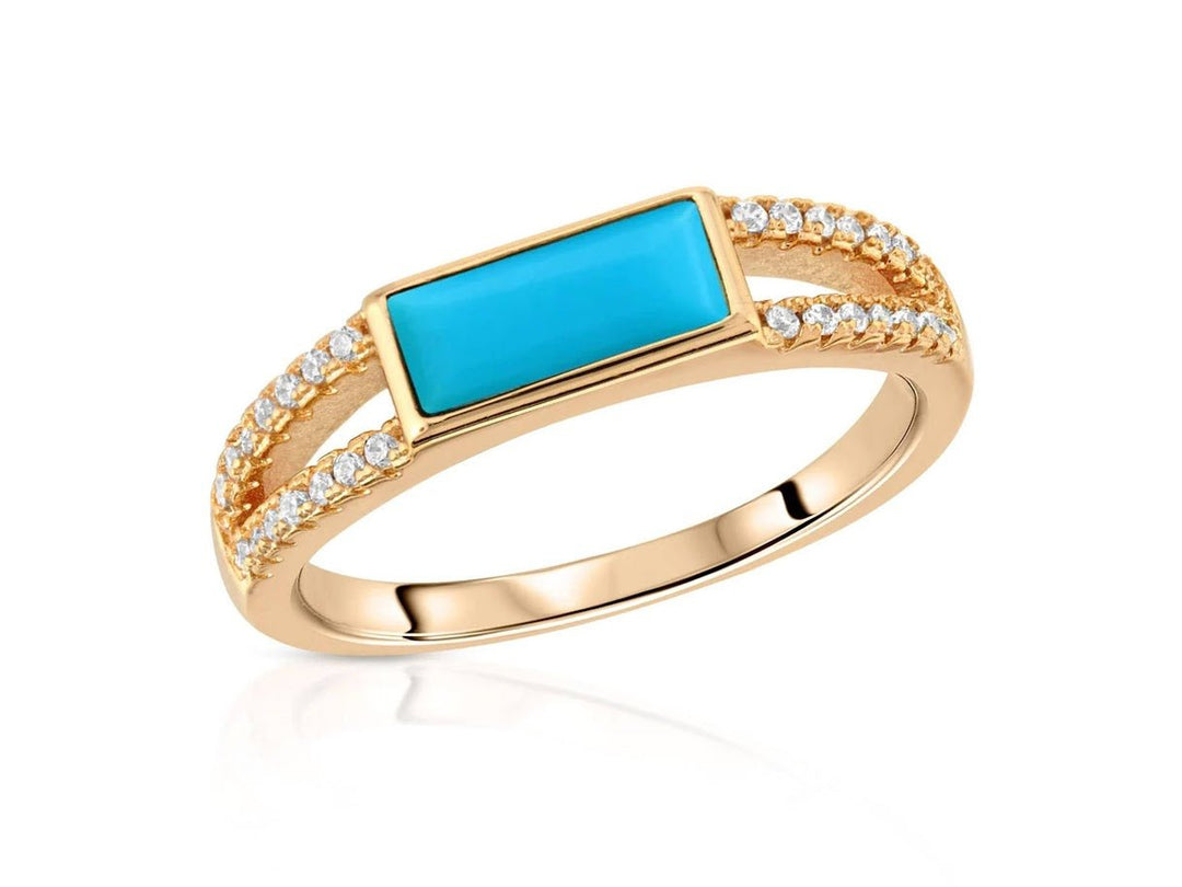 Turquoise Baguette Ring with CZs