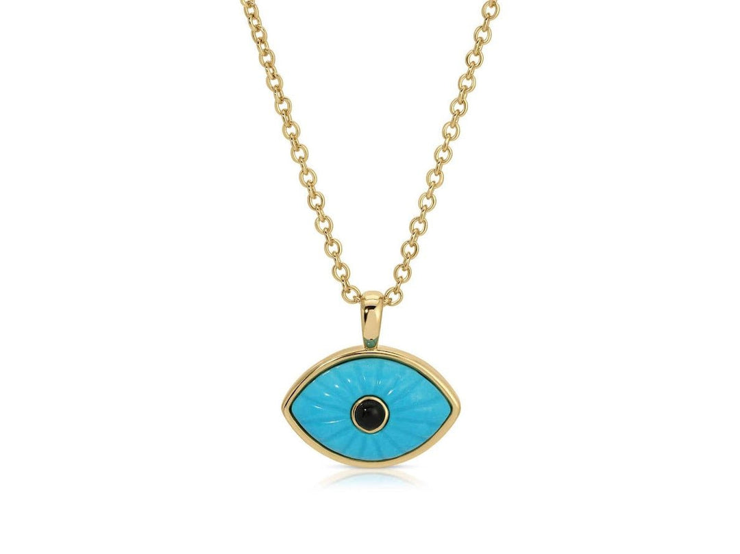 Turquoise and Onyx Evil Eye Necklace
