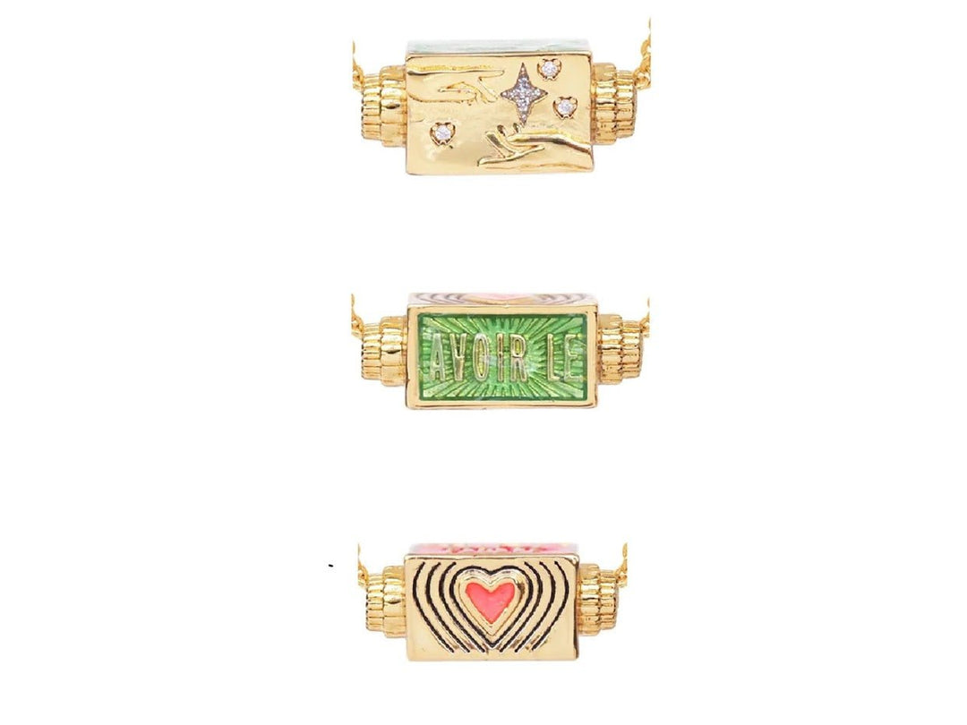 Gold Love at First Sight Spinner Charm Necklace