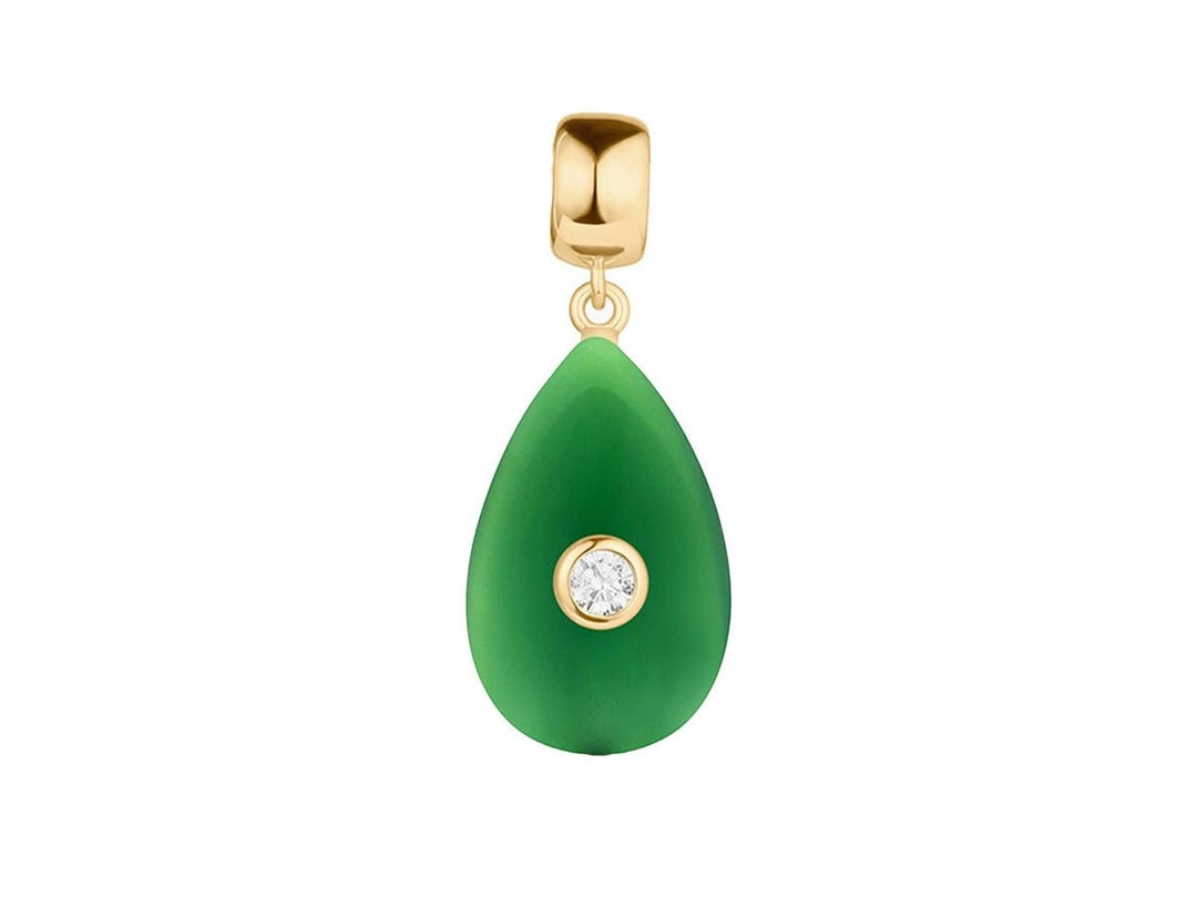 Jade Teardrop Charm with CZ