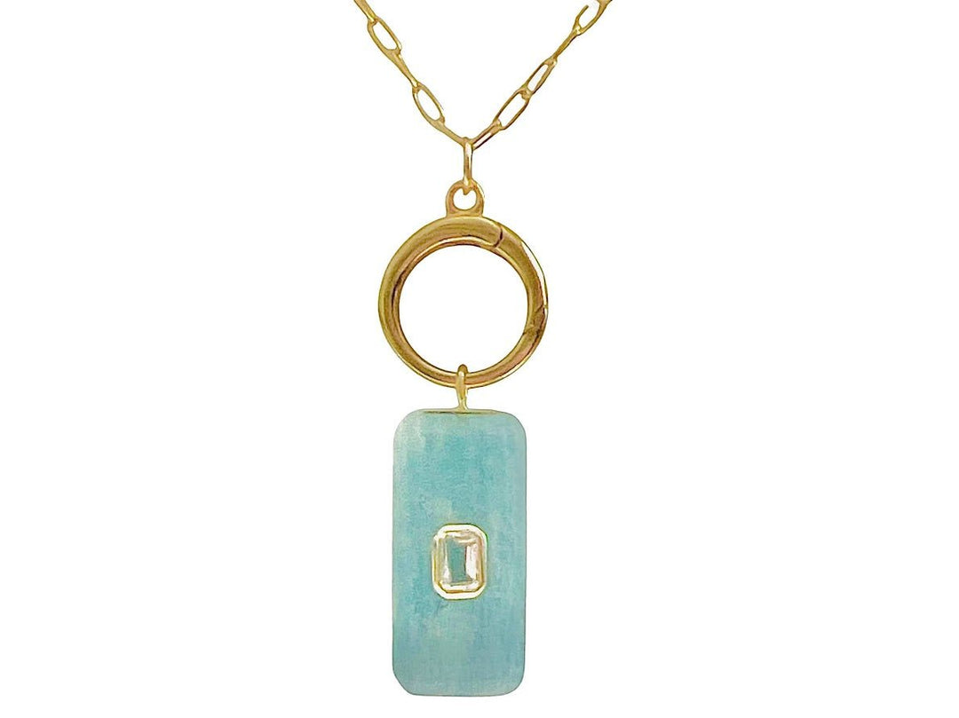 Aquamarine and Topaz Charm Necklace