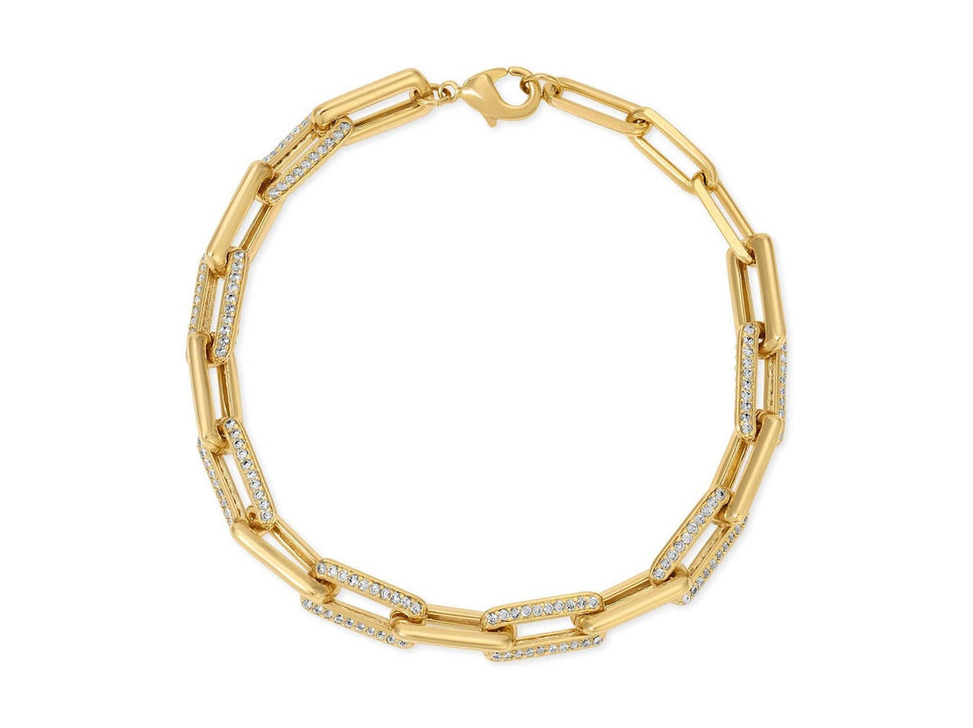 Gold Pave CZ Link Bracelet