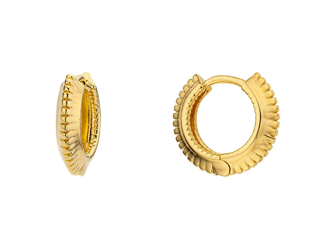 Gold Ridged Huggie Hoops