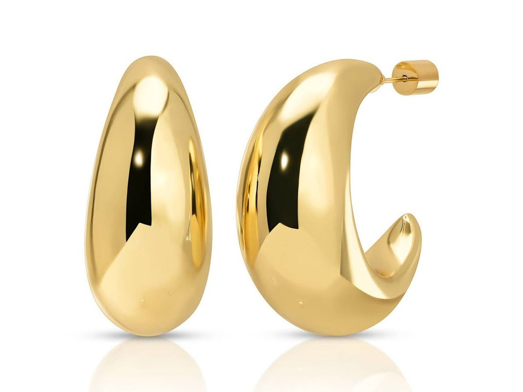 Gold Chunky Round Hoop Earrings