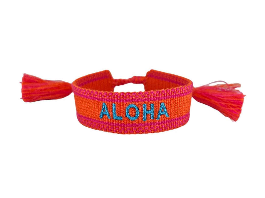 Orange and Turquoise Woven ALOHA Bracelet