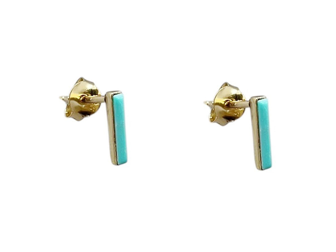 Turquoise Bar Stud Earrings