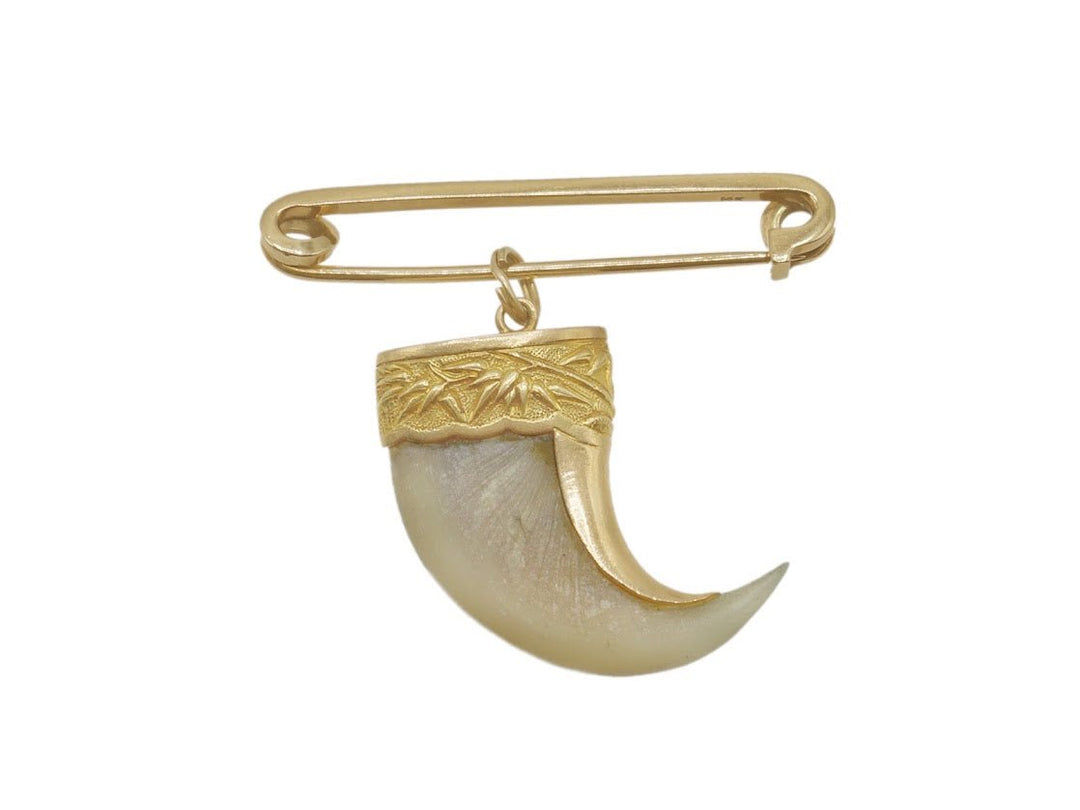 14k Safety Pin with Shark Tooth Charm