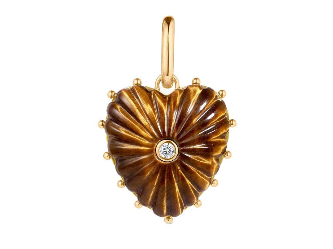 Tiger Eye Heart Charm with CZ and Clip