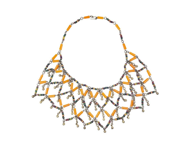 1930s Celluloid Bib Necklace and Earrings