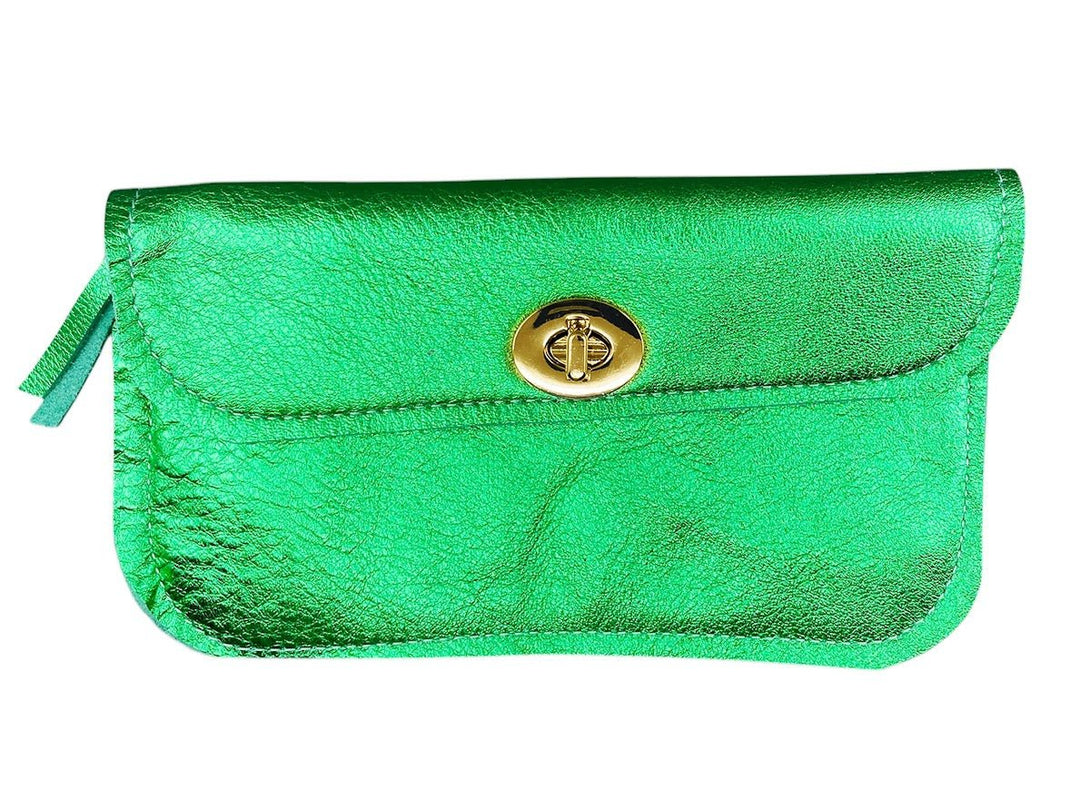 Large Emerald Metallic Leather Wallet