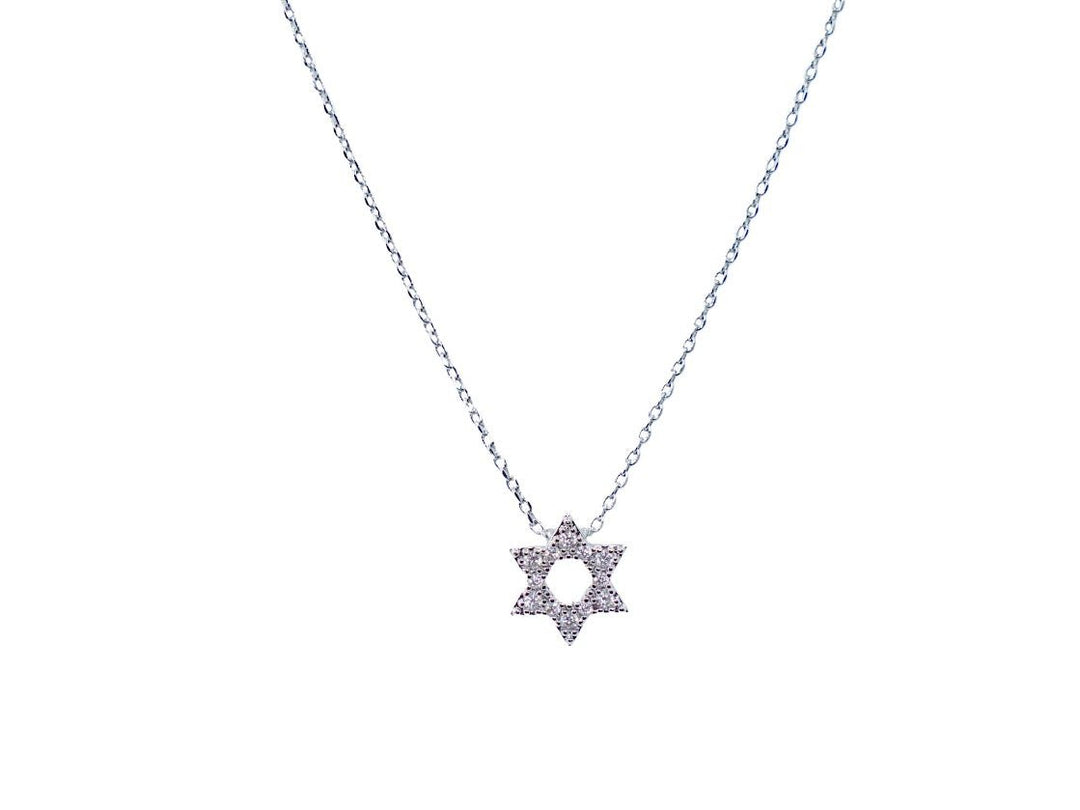 Silver Star of David Necklace with CZs