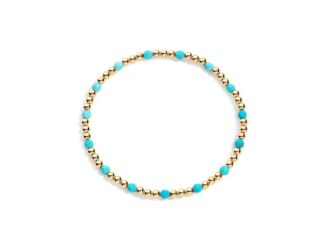 Gold and Turquoise 3mm Bead Bracelet